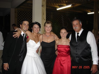Stephen (Rachael's husband), Rachael (oldest daughter), Charlotte, Victoria (youngest daughter), Terry (my husband)