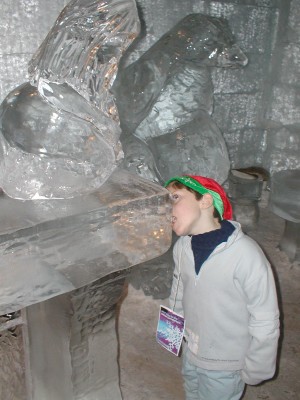 Ice Bar....He licked everything.
