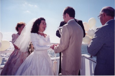 The ceremony was held on a head boat in Hatteras, NC. The name of the boat was the Cap'n Clam.