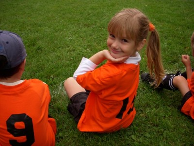Our cute little kicker during her 1st soccer season.